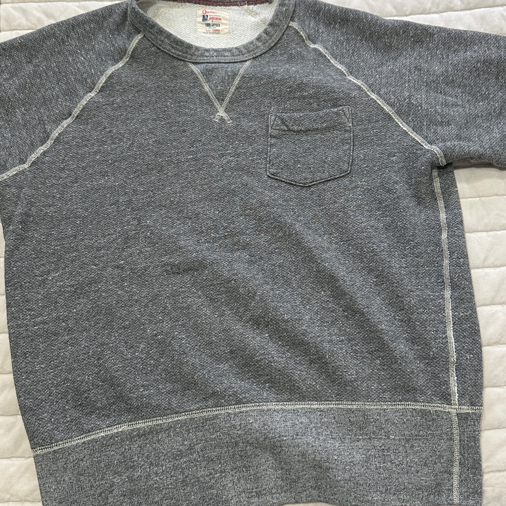 Champion Gray Crewneck Sweater with Raglan Sleeves